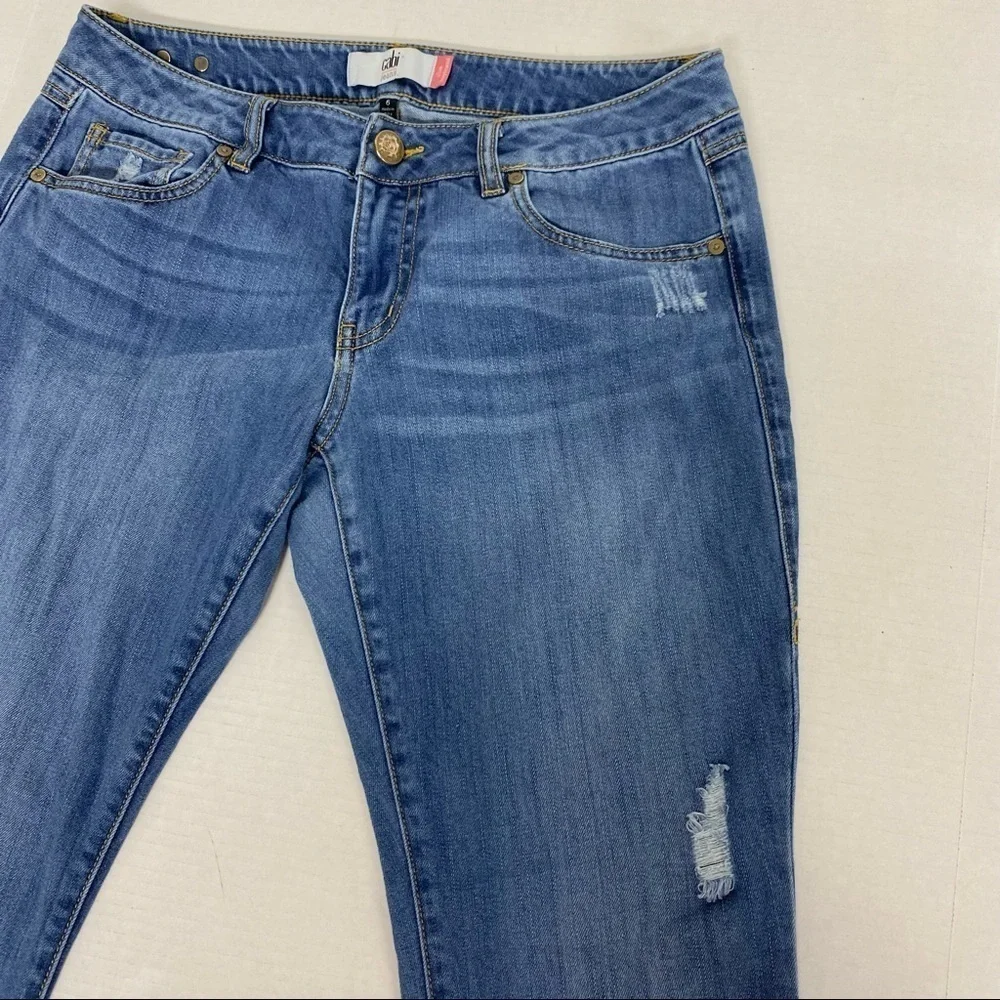Cabi Slim Distressed Medium Wash Boyfriend Jeans size 6